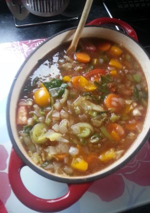 A picture of Kels beefy hearty stew.
