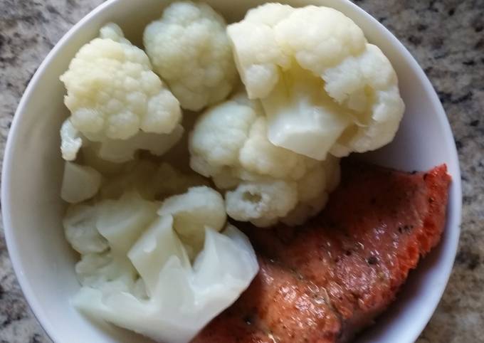 Hot Pepper Jelly Glazed Salmon & Cauliflower