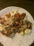 Meaty breakfast burritos