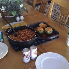 A picture of Stuffed green bell peppers.