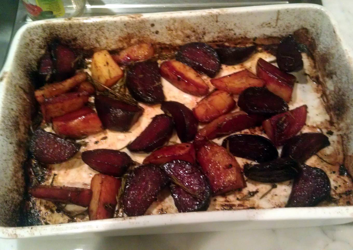 Micca's roasted potatos and beetroot