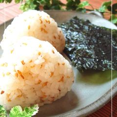 A picture of Fragrant with Sesame Oil - Onigiri (Rice Balls) with Dashida Soup Stock.
