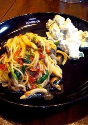 A picture of One-Plate Dinner Tomato and Anchovy Pasta..