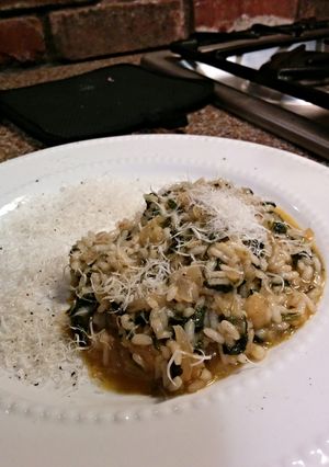 A picture of Spinach paprika risotto.