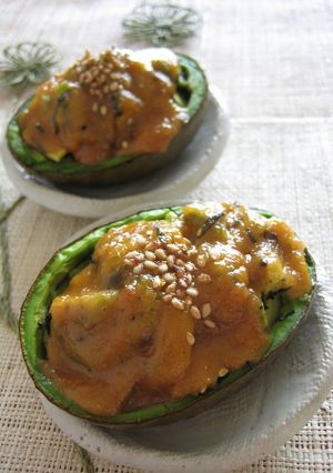 A picture of Avocado and Hijiki Seaweed Grill with Sweet Miso.