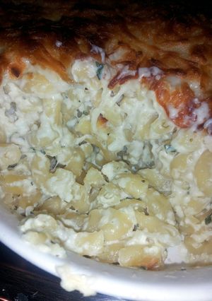 A picture of Cream cheese baked mac and cheese....