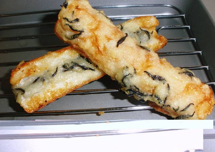 Fried Chikuwa Fishcake Sticks and Hijiki Seaweed using Flour and Potato