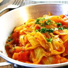 Bacon and Spring Cabbage in Tomato Sauce A picture of Bacon and Spring Cabbage in Tomato Sauce.