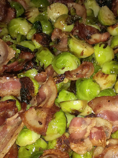 A picture of Bacon & Brussel sprouts.