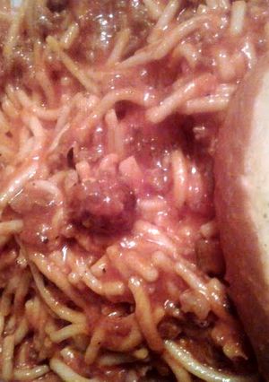 A picture of Creamy spicy italian spaghetti.