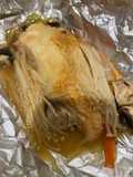 Steamed Salmon in foil with mushrooms and vegetables Miso based