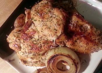 Easy Serving Recipe Caesar Marinated Chicken Breast with Grilled Onion Rings Most Delicious