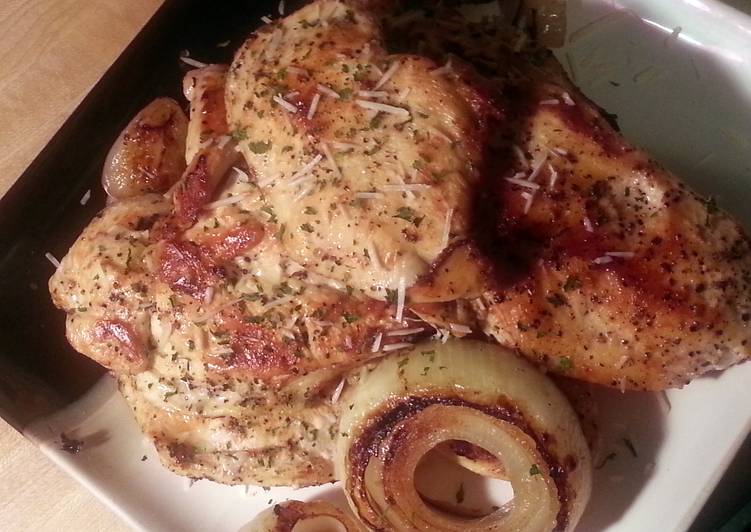 Caesar Marinated Chicken Breast with Grilled Onion Rings
