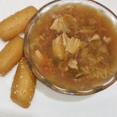 A picture of Chicken and vegetable soup.
