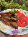Air Fried Lamb Cutlets with Tomato Salad