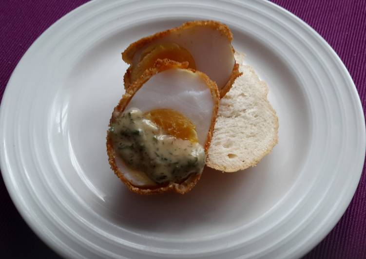 Sig's Crispy Duck Egg with Herb, Honey and Mustard Sauce