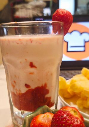 Foto resep 생 딸기 우유 (saeng ttalgi uyu)