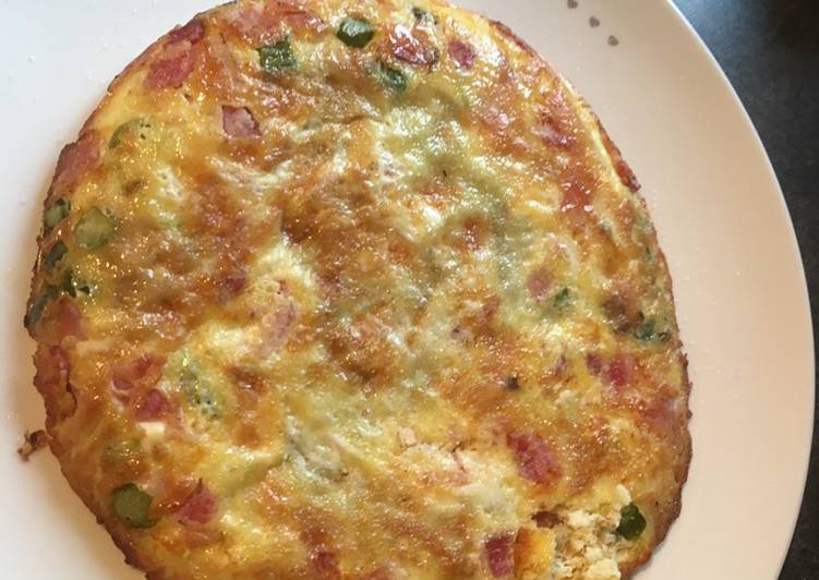 Easiest Way to Make Homemade Bacon, asparagus and blue cheese frittata