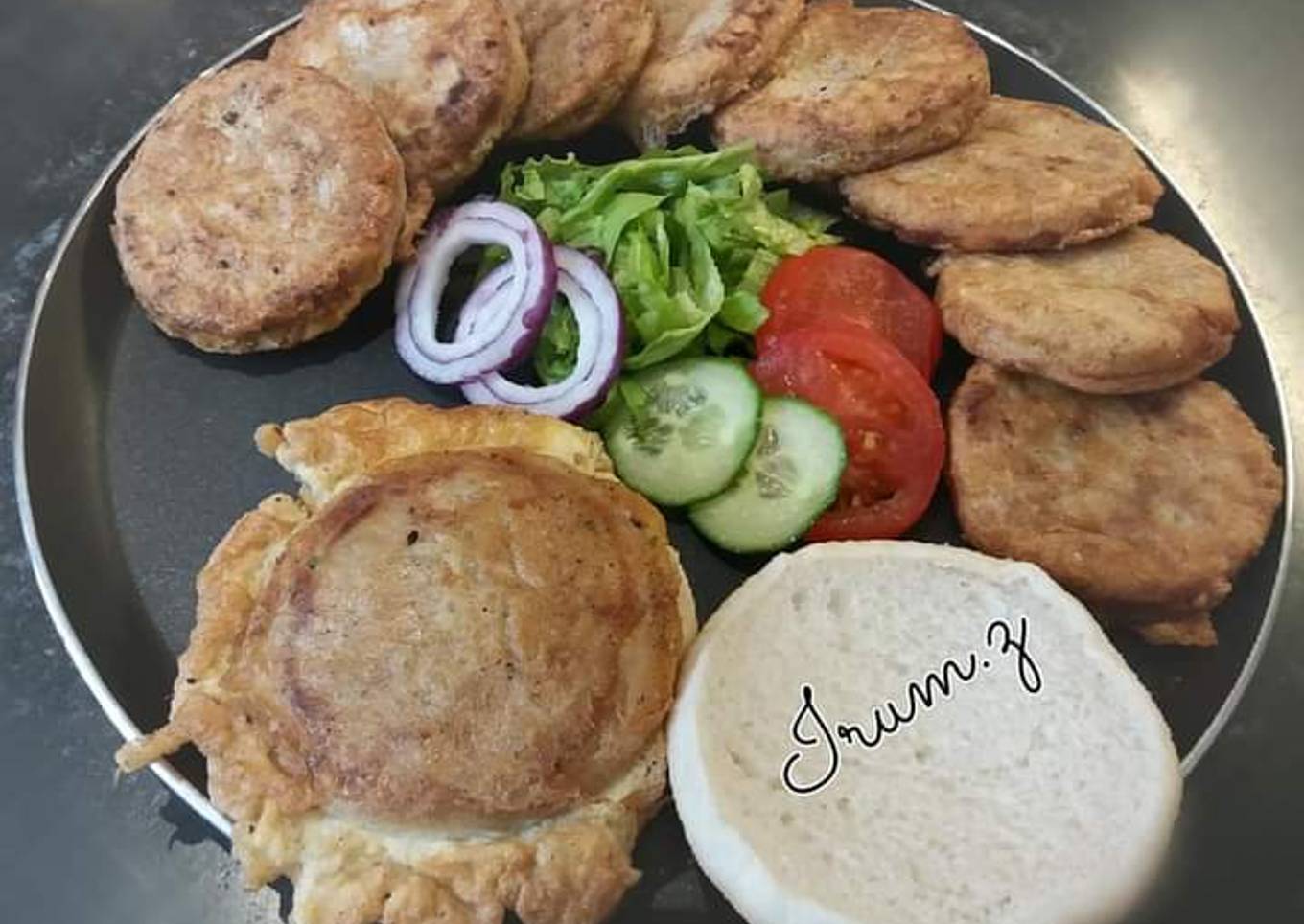 ๐๐Bun Kebab Burger๐๐<br />(Egg or lentils burgers)