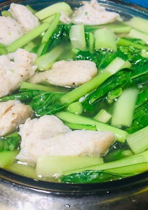 Hình của món Cải ngọt nấu cá thác lác.