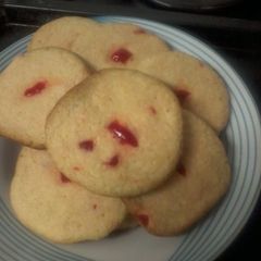 A picture of Coconut and cherry biscuits.