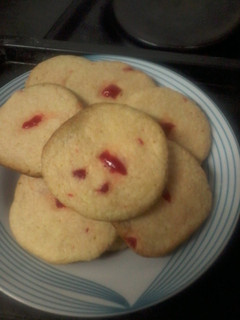 A picture of Coconut and cherry biscuits.