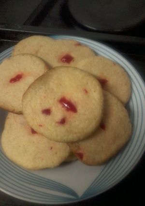 A picture of Coconut and cherry biscuits.