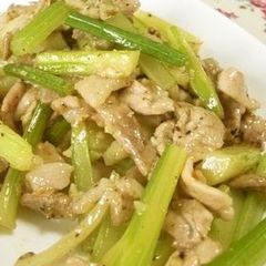 A picture of Stir-Fried Celery and Pork with Salt and Pepper.