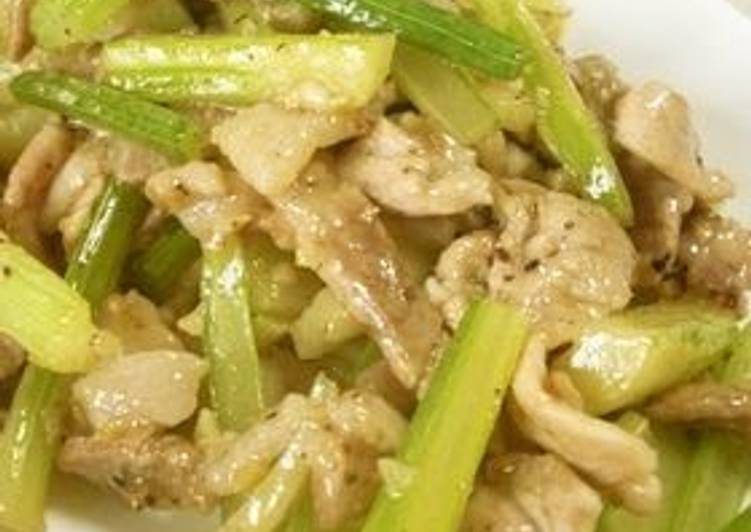 Recipe of Perfect Stir-Fried Celery and Pork with Salt and Pepper