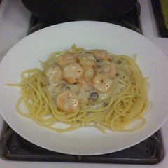 A picture of The infamous Shrimp Linguine cheat!.