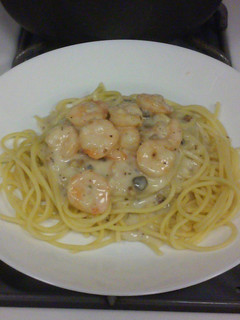 A picture of The infamous Shrimp Linguine cheat!.
