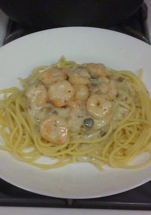 A picture of The infamous Shrimp Linguine cheat!.