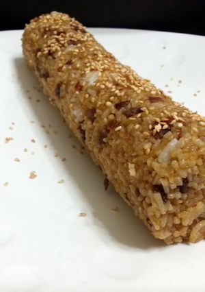 A picture of Chinese Duck Liver Sausage Rice Roll.