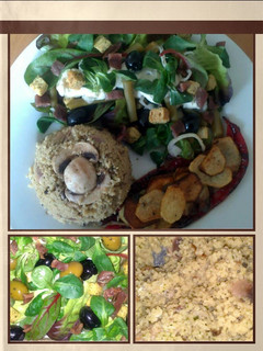 A picture of sig's Green salad with Caesar dressing.
