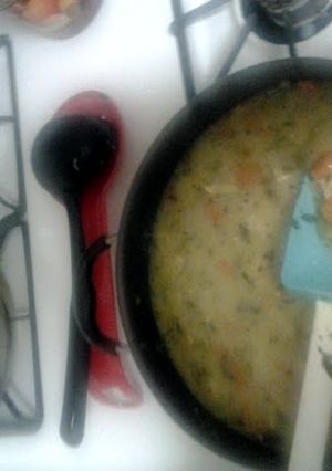 A picture of Chicken n dumpling noodles.