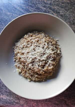 Una foto de Risotto de setas con queso viejo