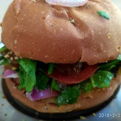Letuce homemade burger A picture of Letuce homemade burger.