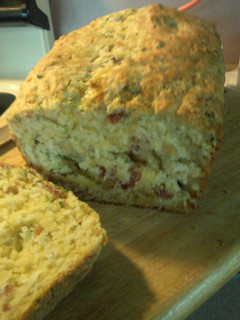 A picture of Buttermilk Cheddar Bacon Bread.