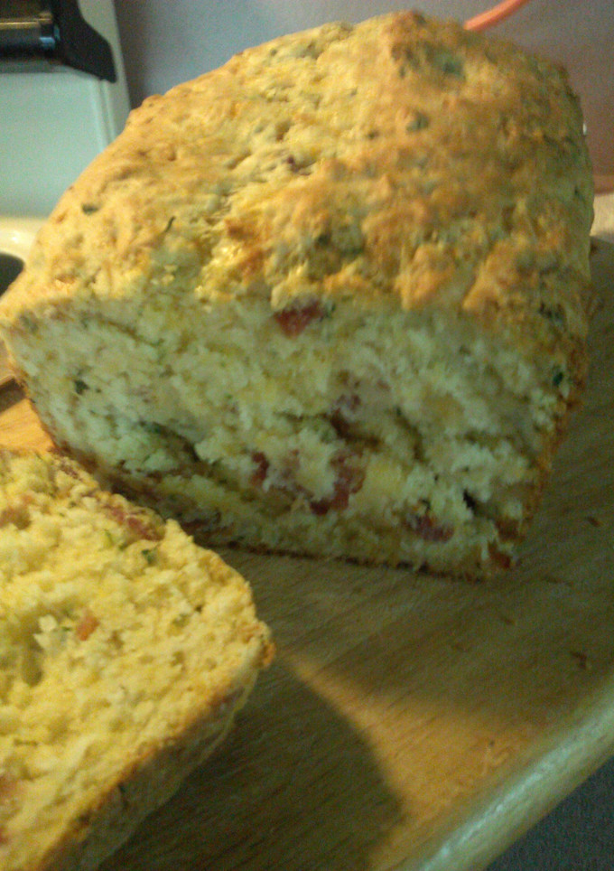 A picture of Buttermilk Cheddar Bacon Bread.