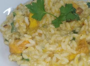 Una foto de Risotto de calabaza y espinaca