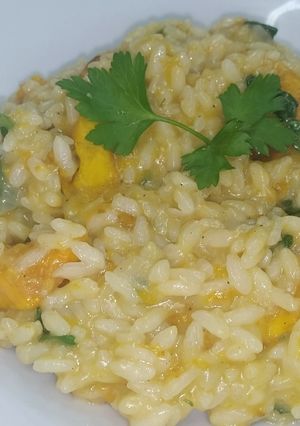 Una foto de Risotto de calabaza y espinaca