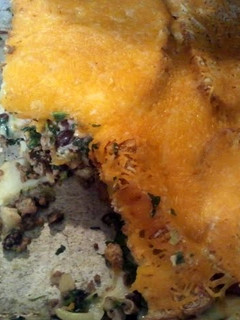 A picture of italian meat and potato casserole.