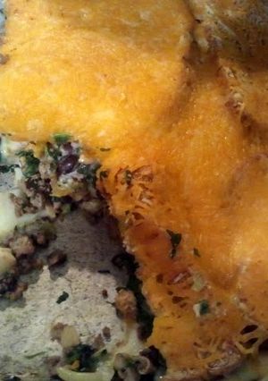 A picture of italian meat and potato casserole.