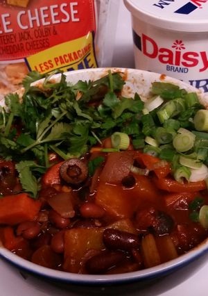 A picture of Vegetarian (Vegan) Five Bean Chunky Chili.