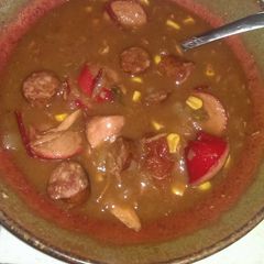 Turkey and sausage gumbo A picture of Turkey and sausage gumbo.