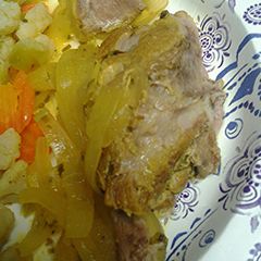 A picture of Pork and onions.