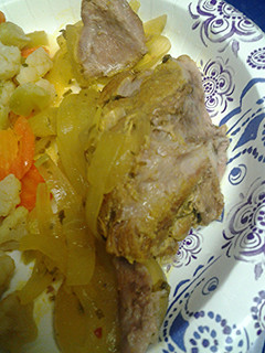 A picture of Pork and onions.