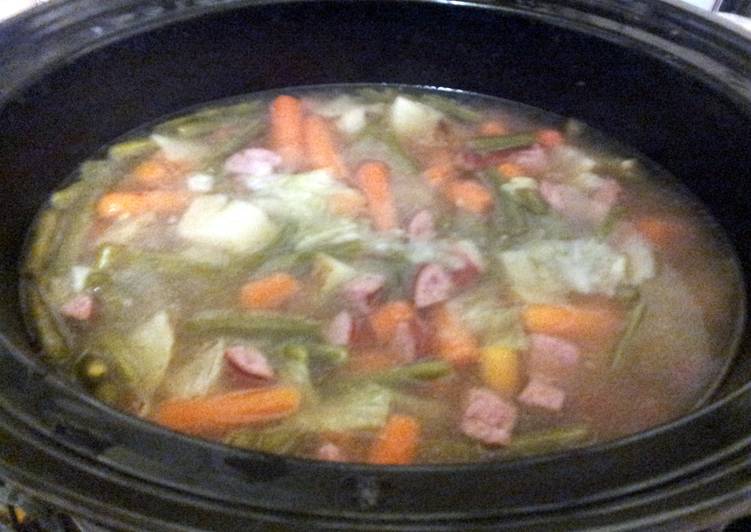 Steps to Prepare Homemade Smoked sausage and veggie stew