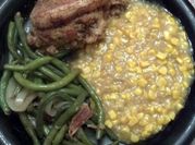 A picture of stuffed pork chops