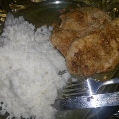 A picture of Sweet and spicy chicken and rice..